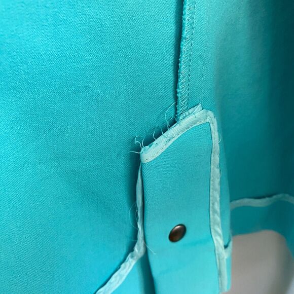 Nina McLemore Turquoise Blazer Jacket Women Size 8 Open Front Stretch - Picture 7 of 15
